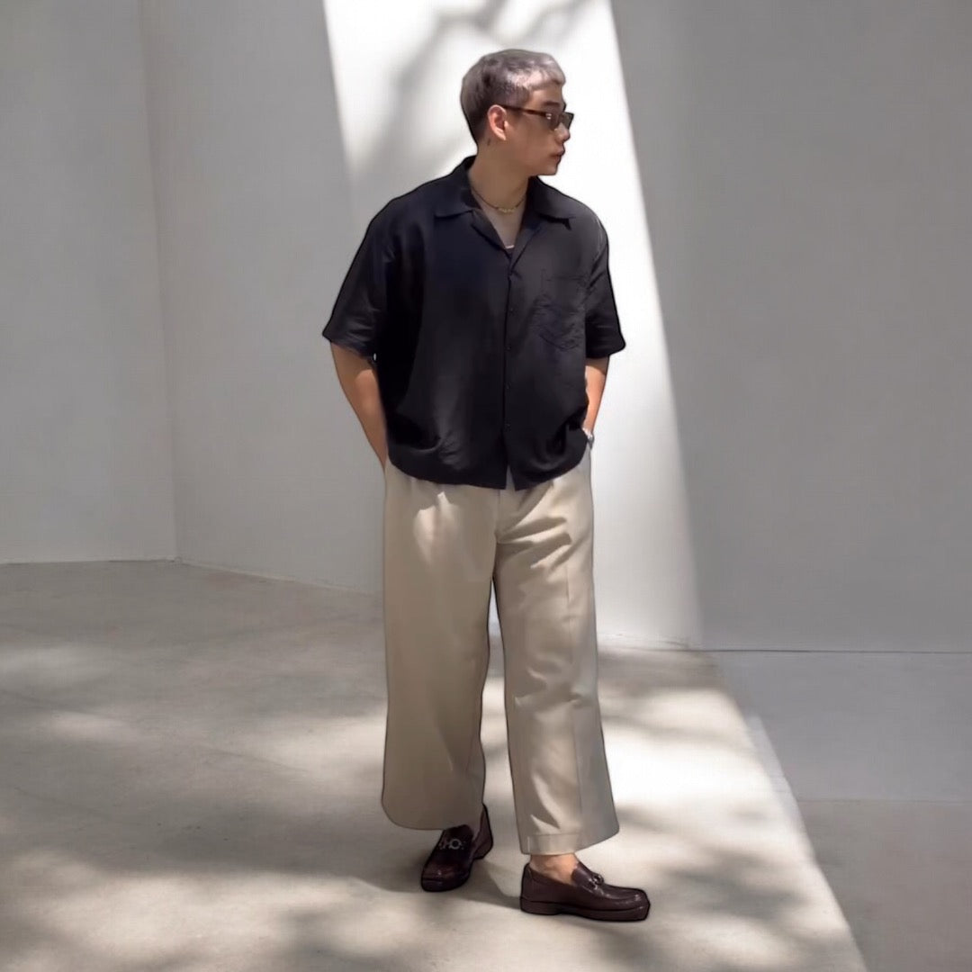 Blanco Cropped Boxy Linen Polo