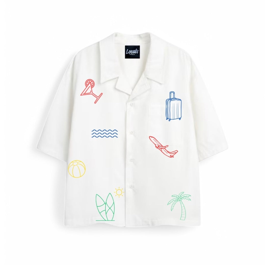 Asueto Crop Boxy Embroidered Linen Polo
