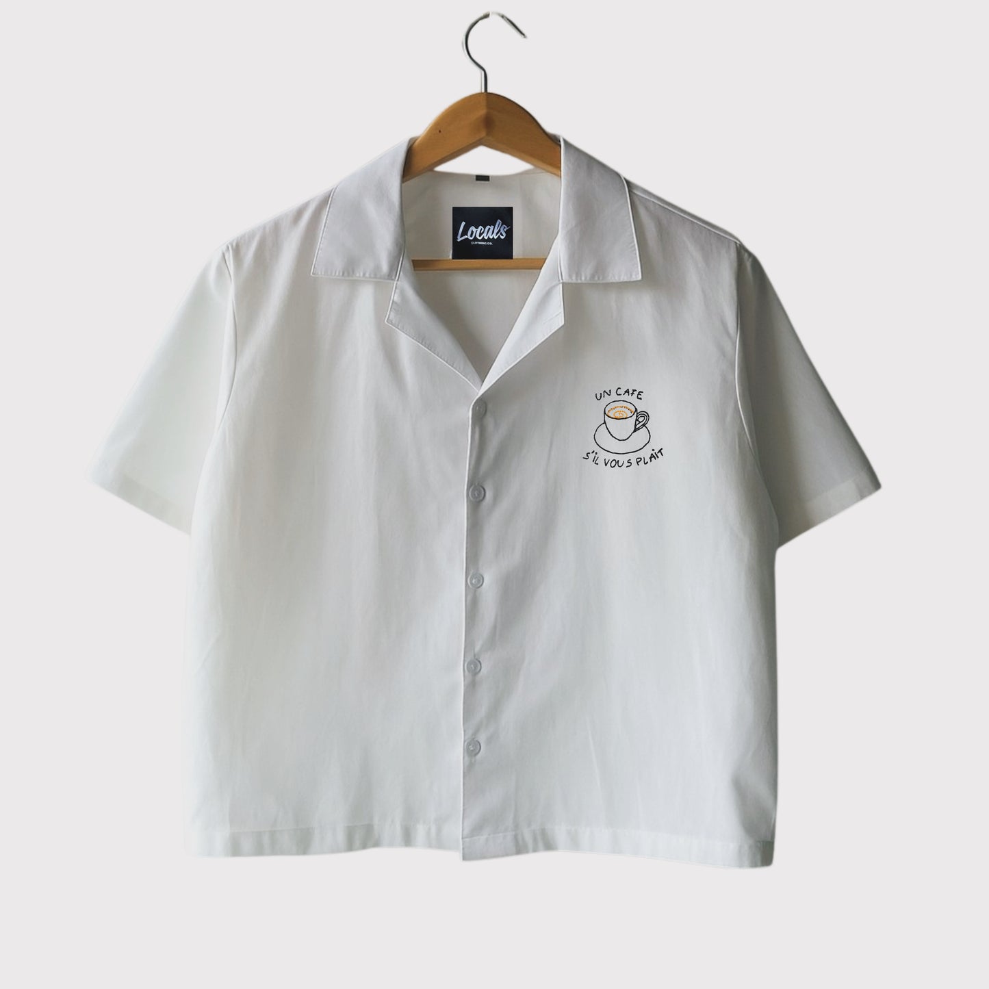 Cafe Crop Boxy Embroidered Linen Polo