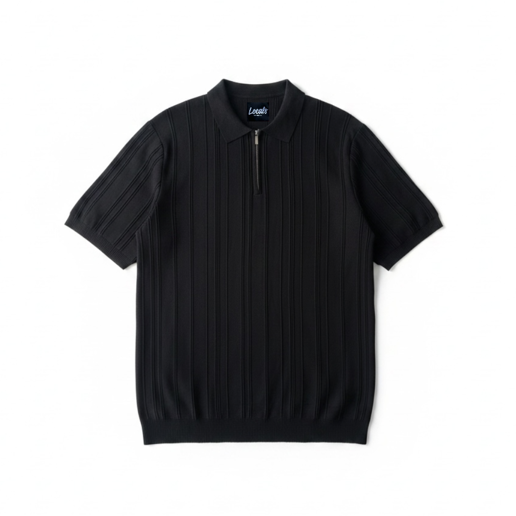 Primo Quarter Zip Knitted Polo Shirt