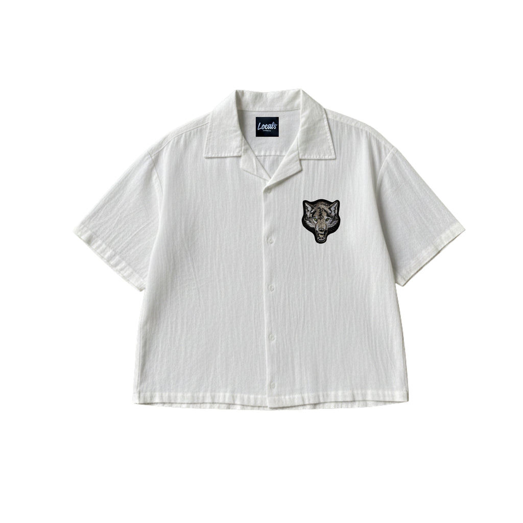 Alpha Crop Boxy Embroidered Linen Polo