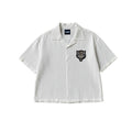 Alpha Crop Boxy Embroidered Linen Polo