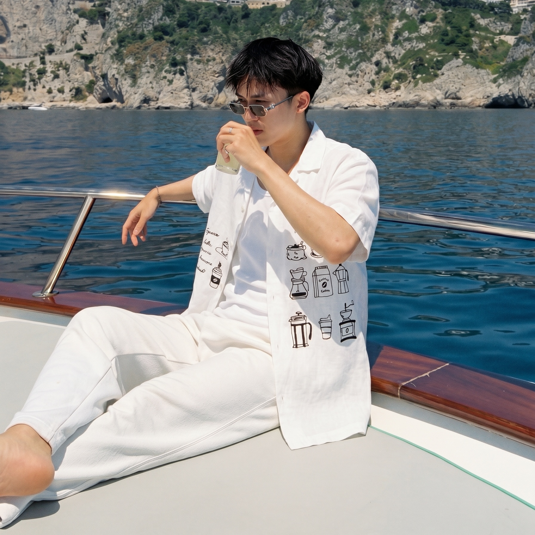 Cortado Embroidered Japanese Linen Polo