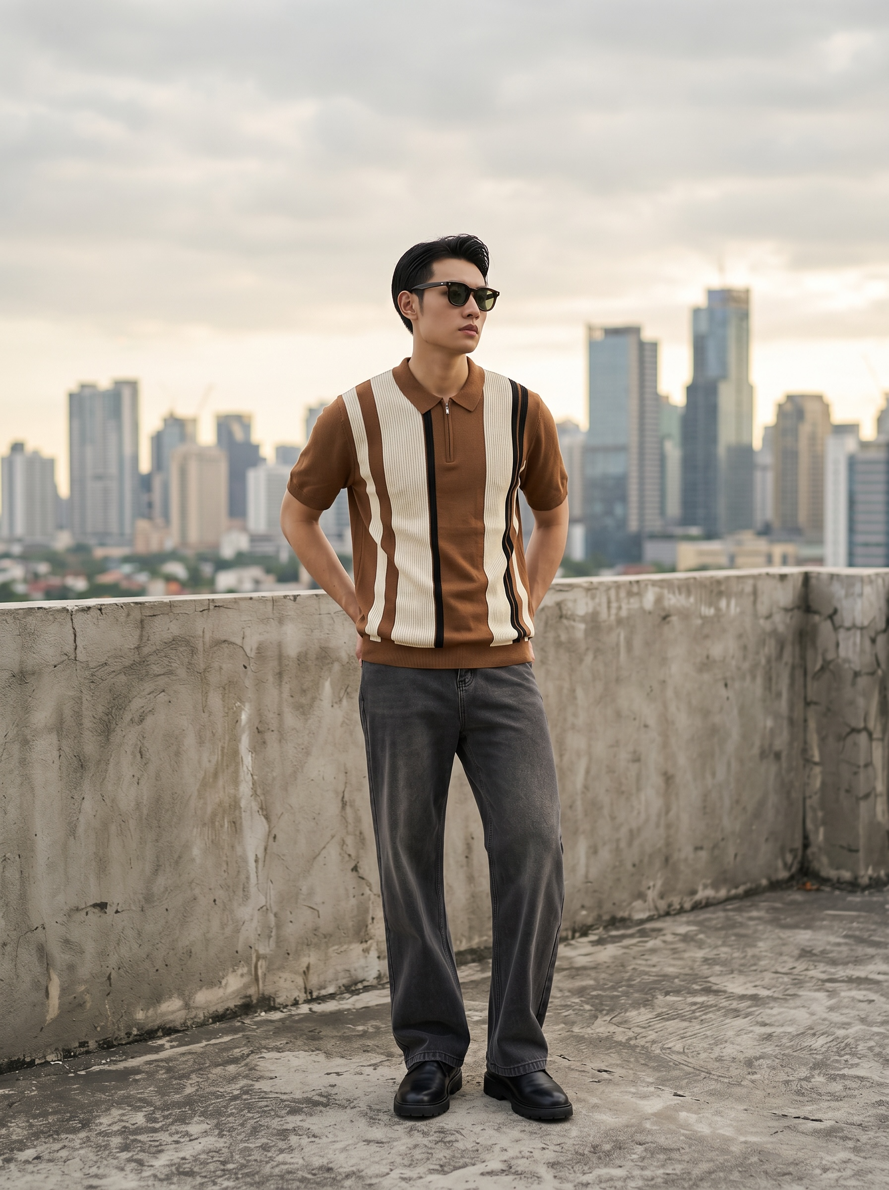 Lorca Knitted Quarter Zip Polo Shirt