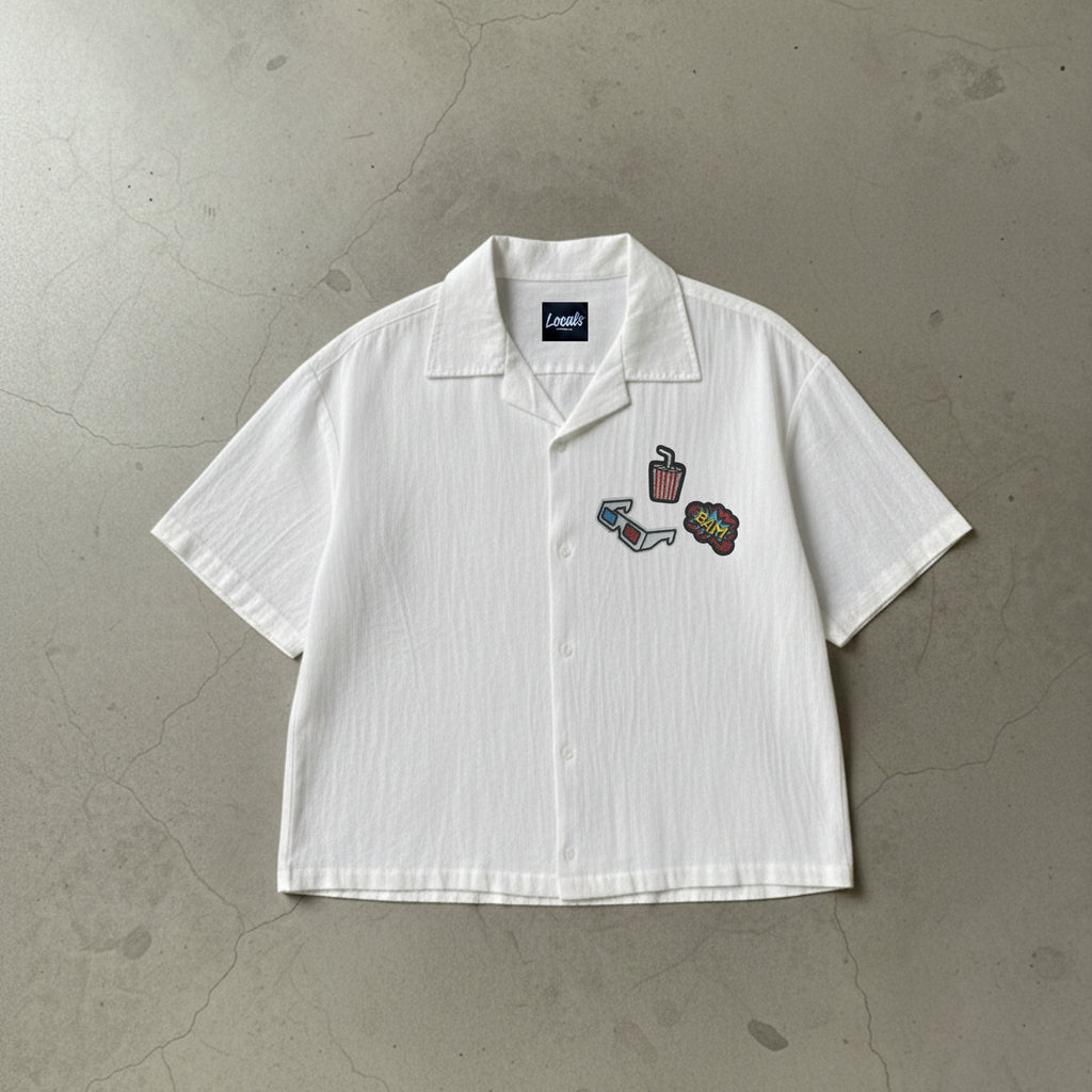Teatro Crop Boxy Embroidered Linen Polo