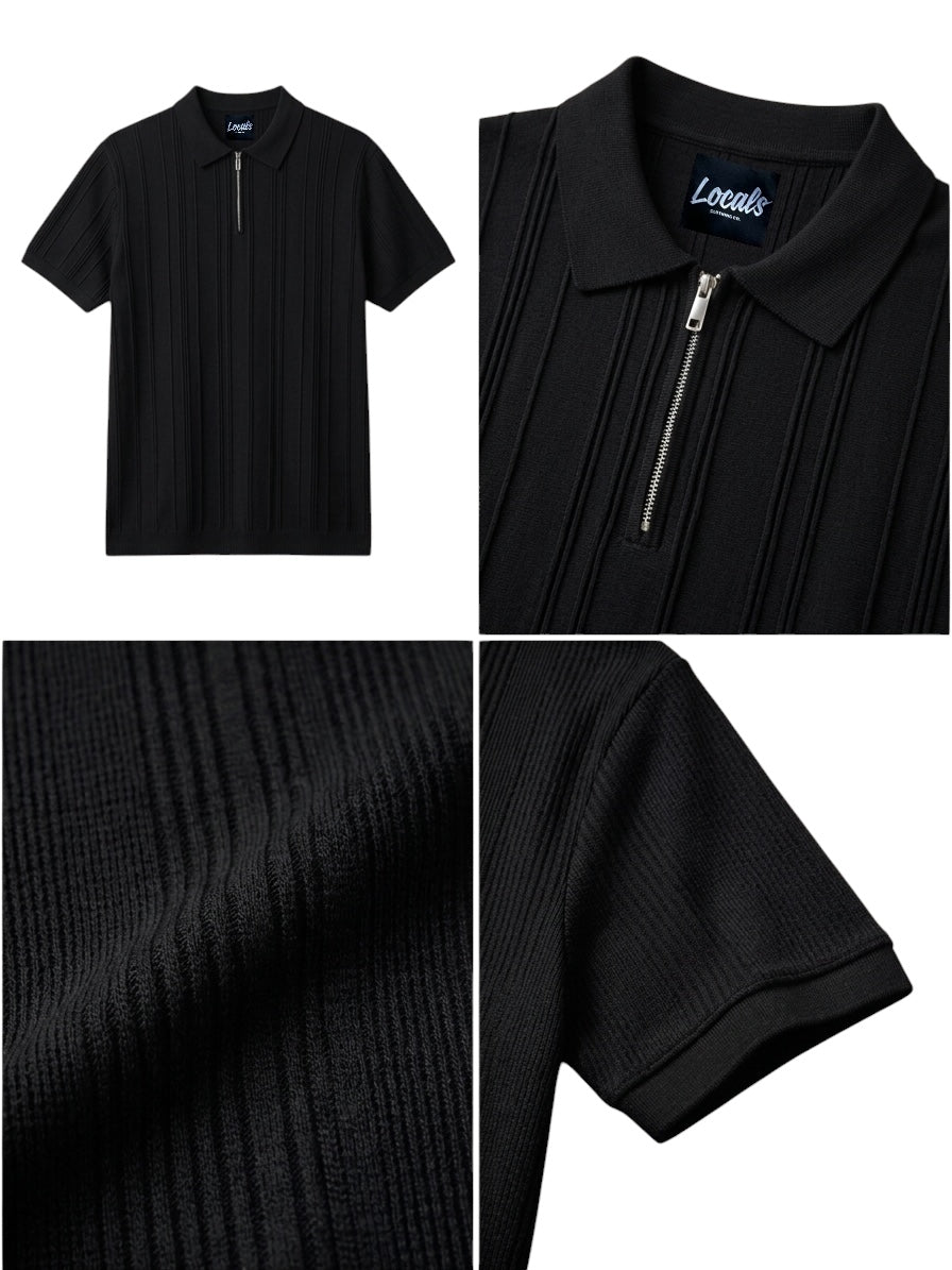 Primo Quarter Zip Knitted Polo Shirt
