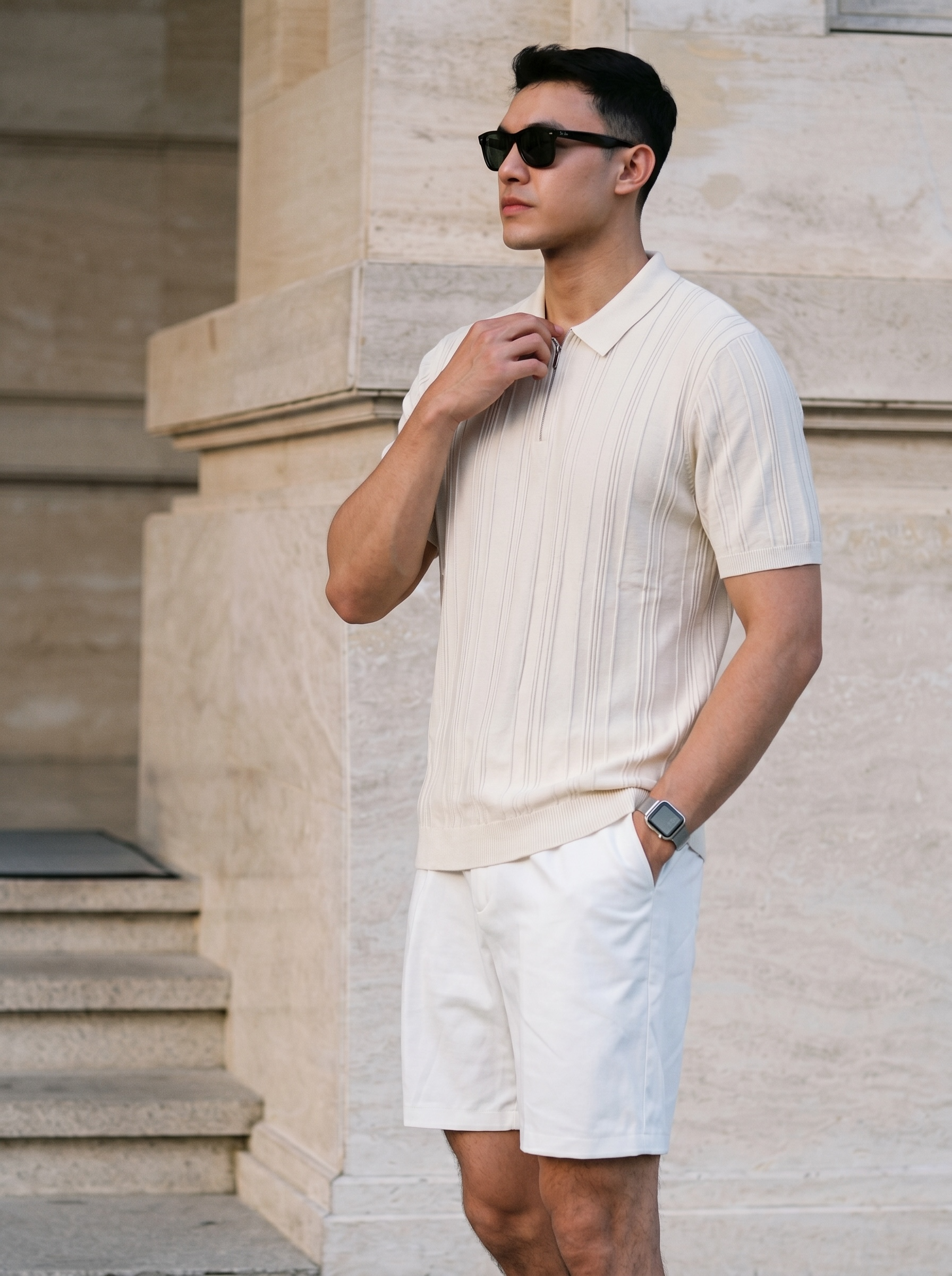 Primo Quarter Zip Knitted Polo Shirt