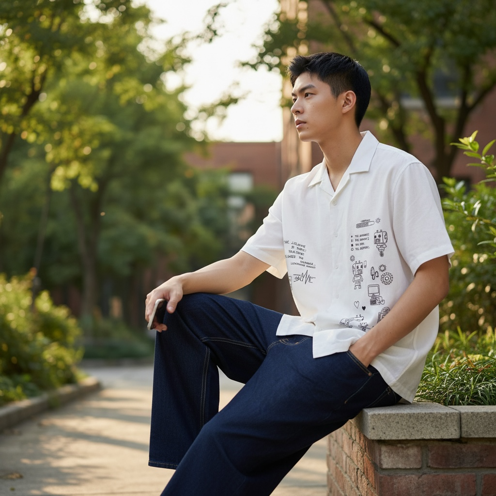 Mr. Robot Embroidered Japanese Linen Polo