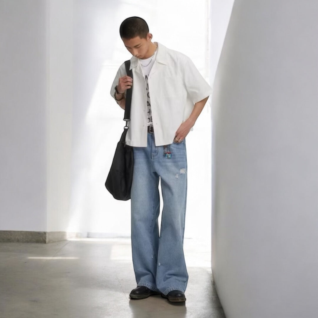 Blanco Cropped Boxy Linen Polo