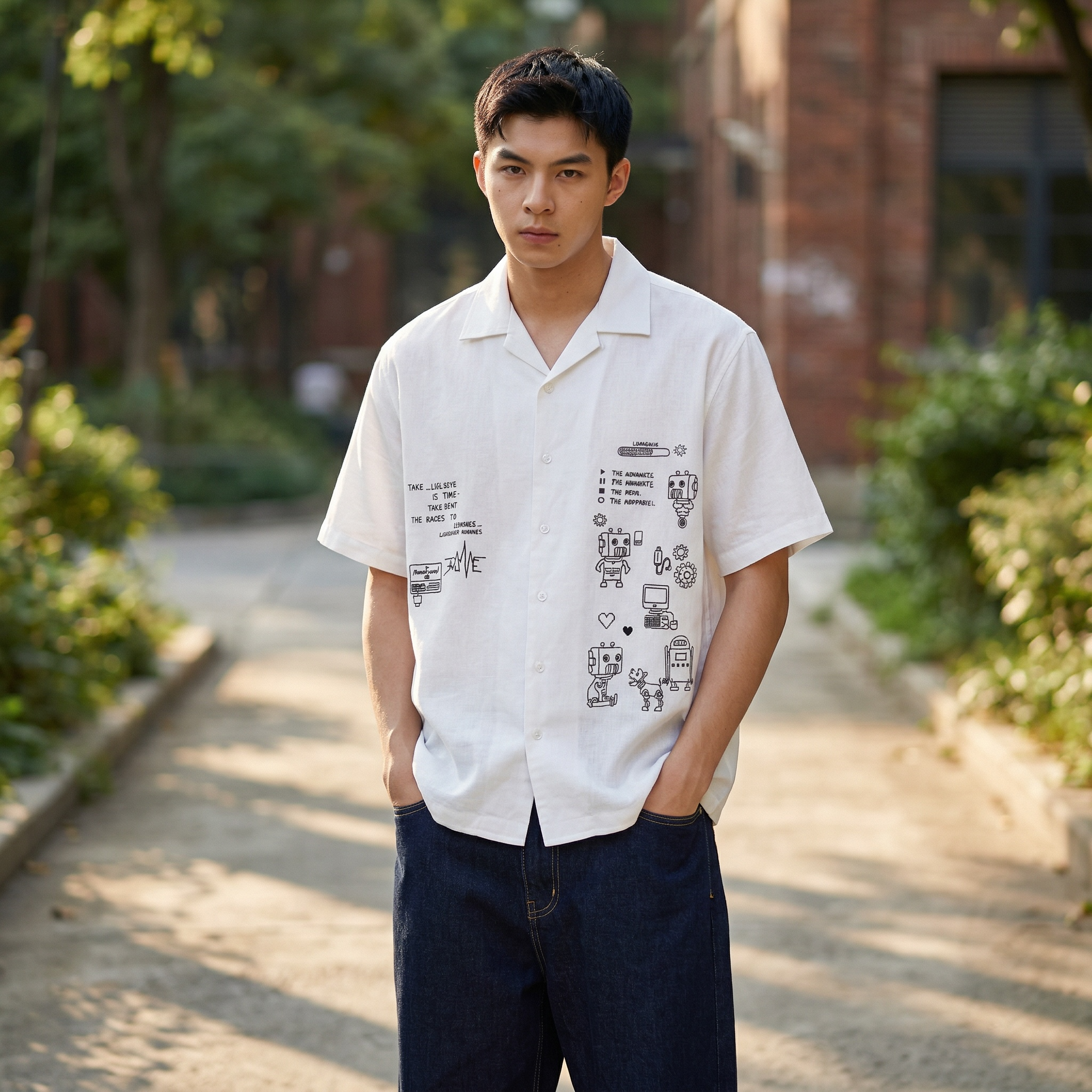 Mr. Robot Embroidered Japanese Linen Polo