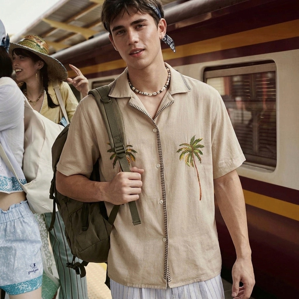 Palma Embroidered Linen Polo