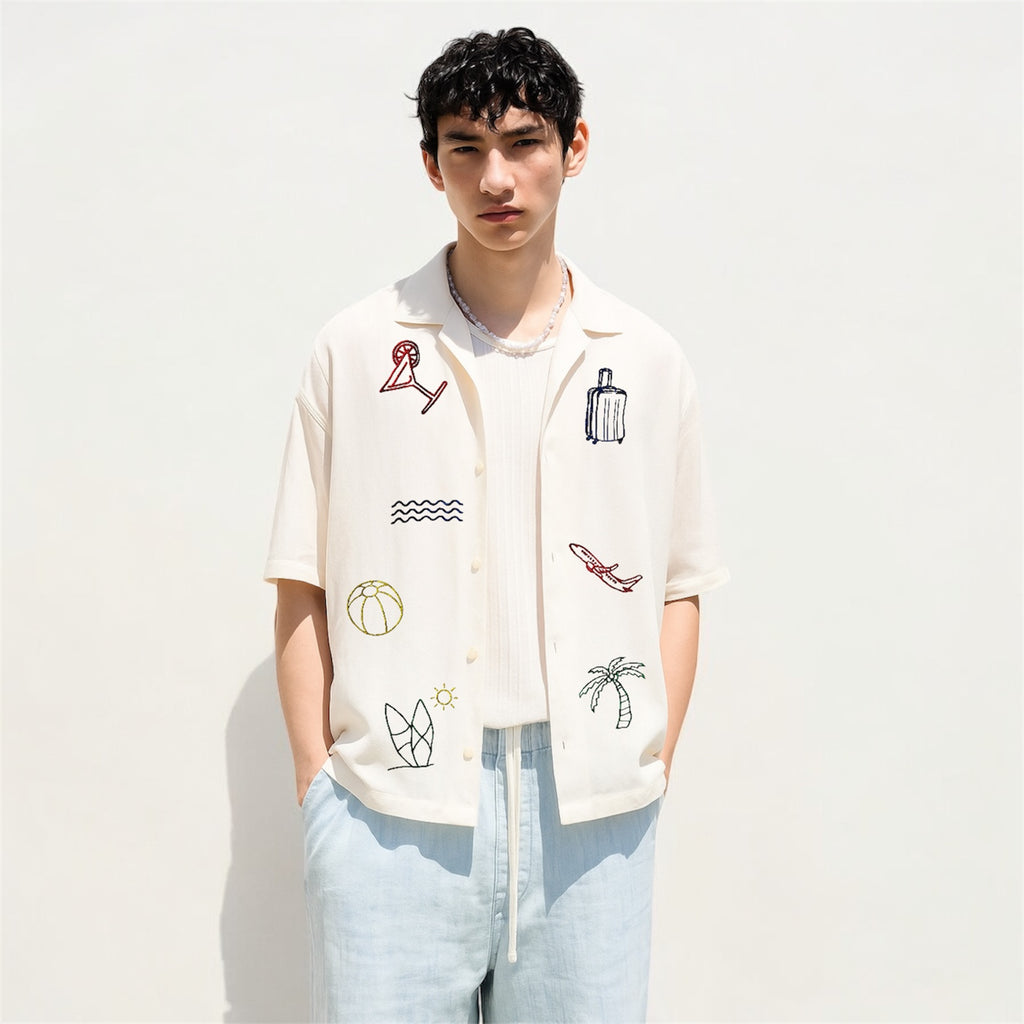 Asueto Crop Boxy Embroidered Linen Polo (5 Pcs. Left)