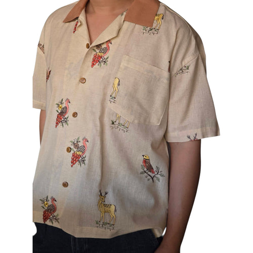 Adarna Embroidered Japanese Linen Polo
