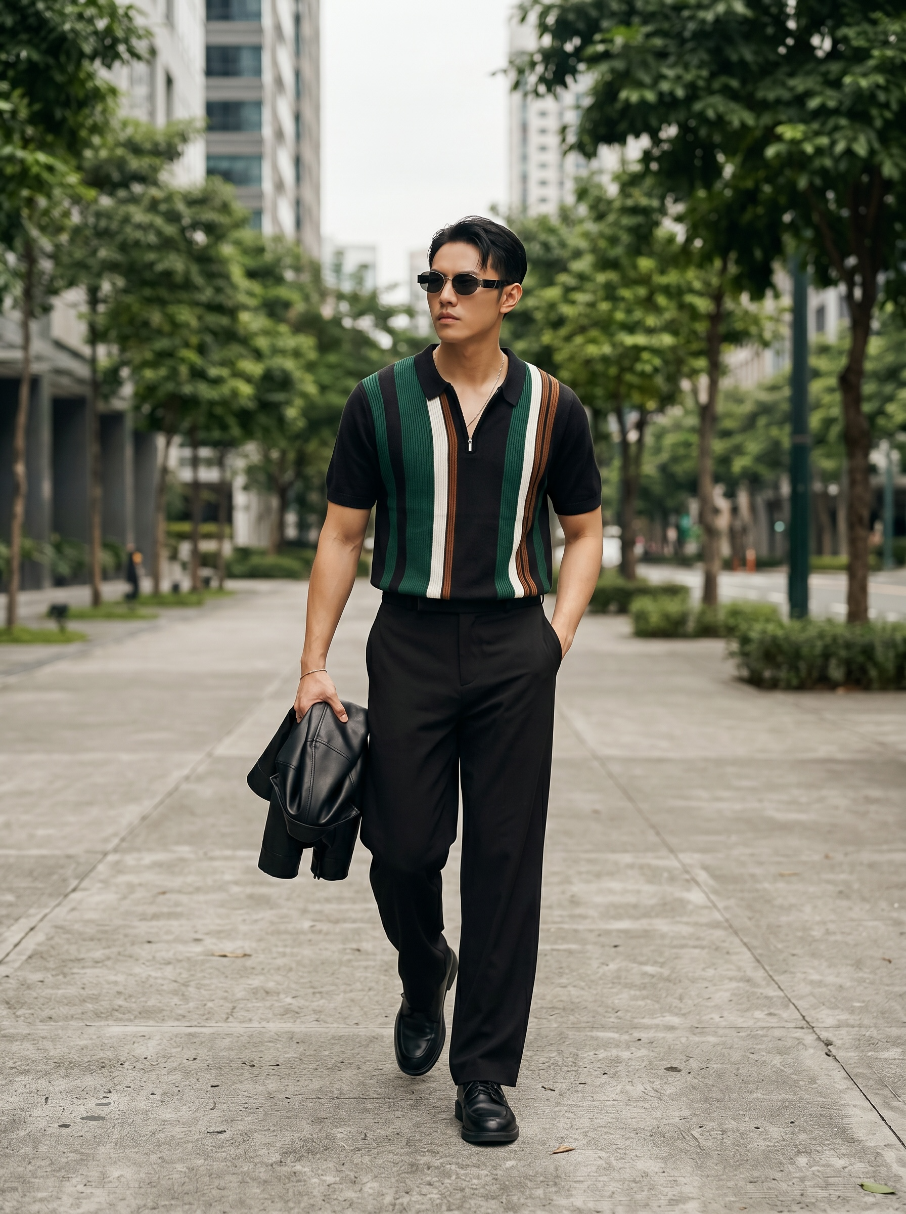 Lorca Knitted Quarter Zip Polo Shirt