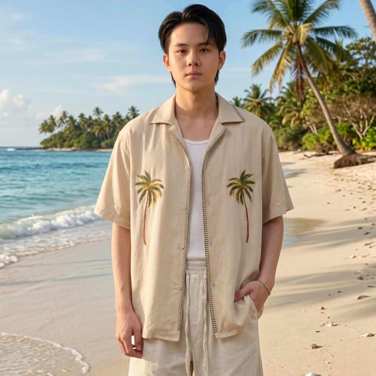 Palma Embroidered Linen Polo