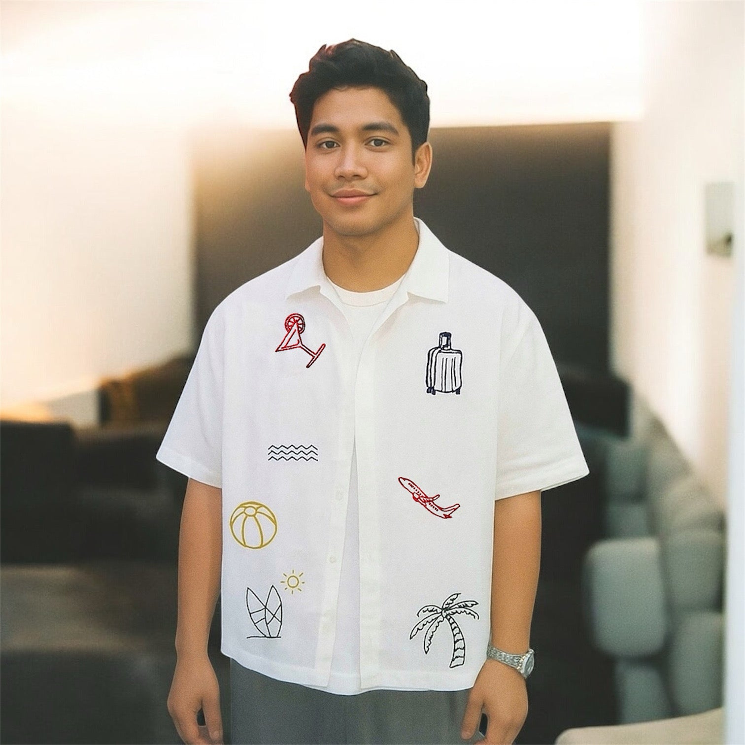 Asueto Crop Boxy Embroidered Linen Polo (5 Pcs. Left)