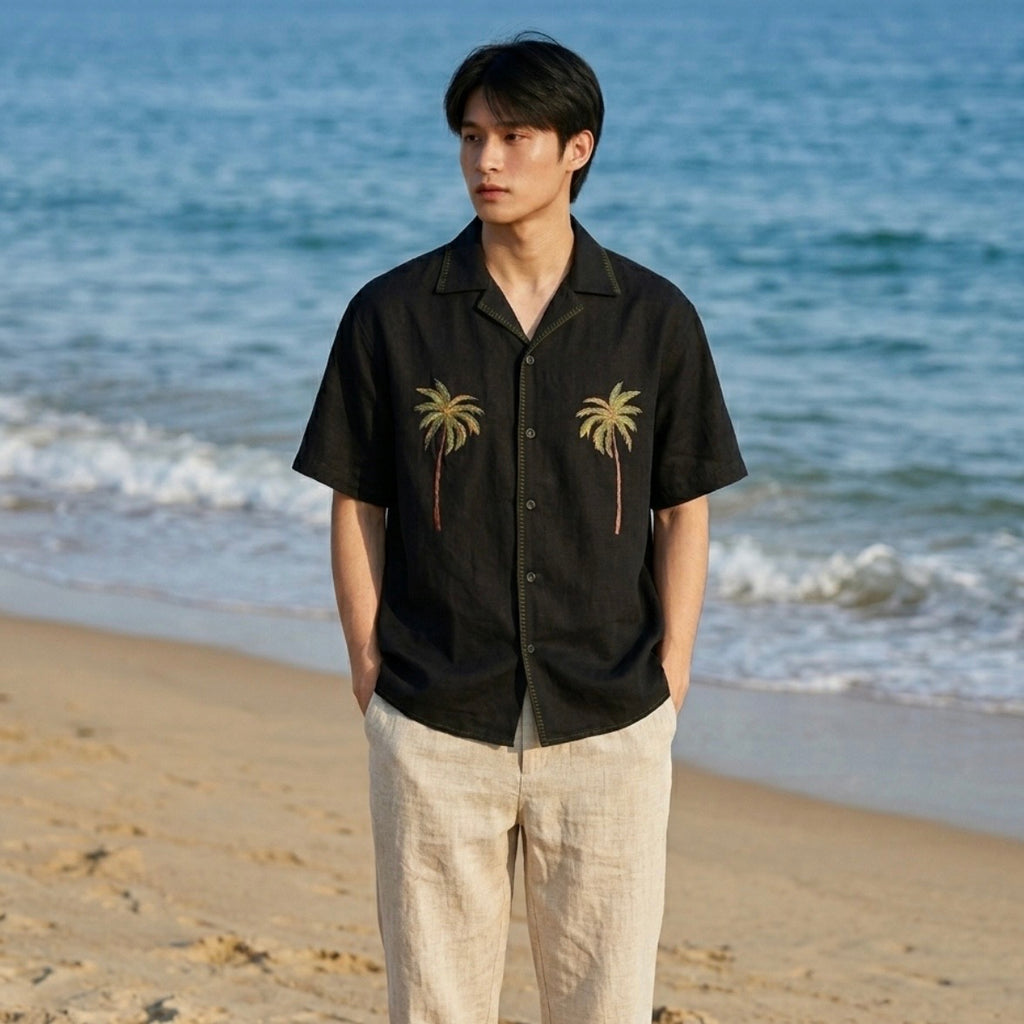 Palma Embroidered Linen Polo