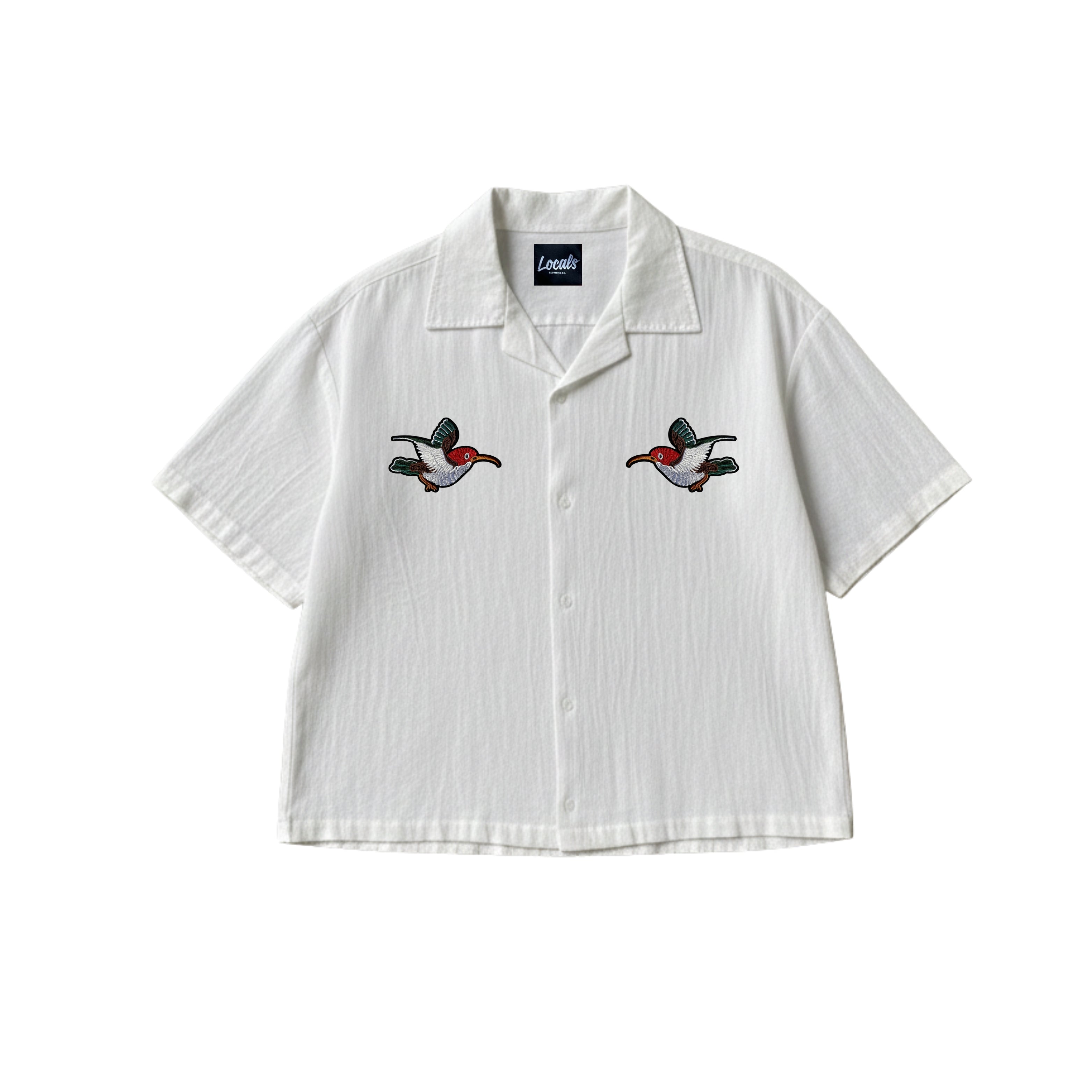 Maya Crop Boxy Embroidered Linen Polo