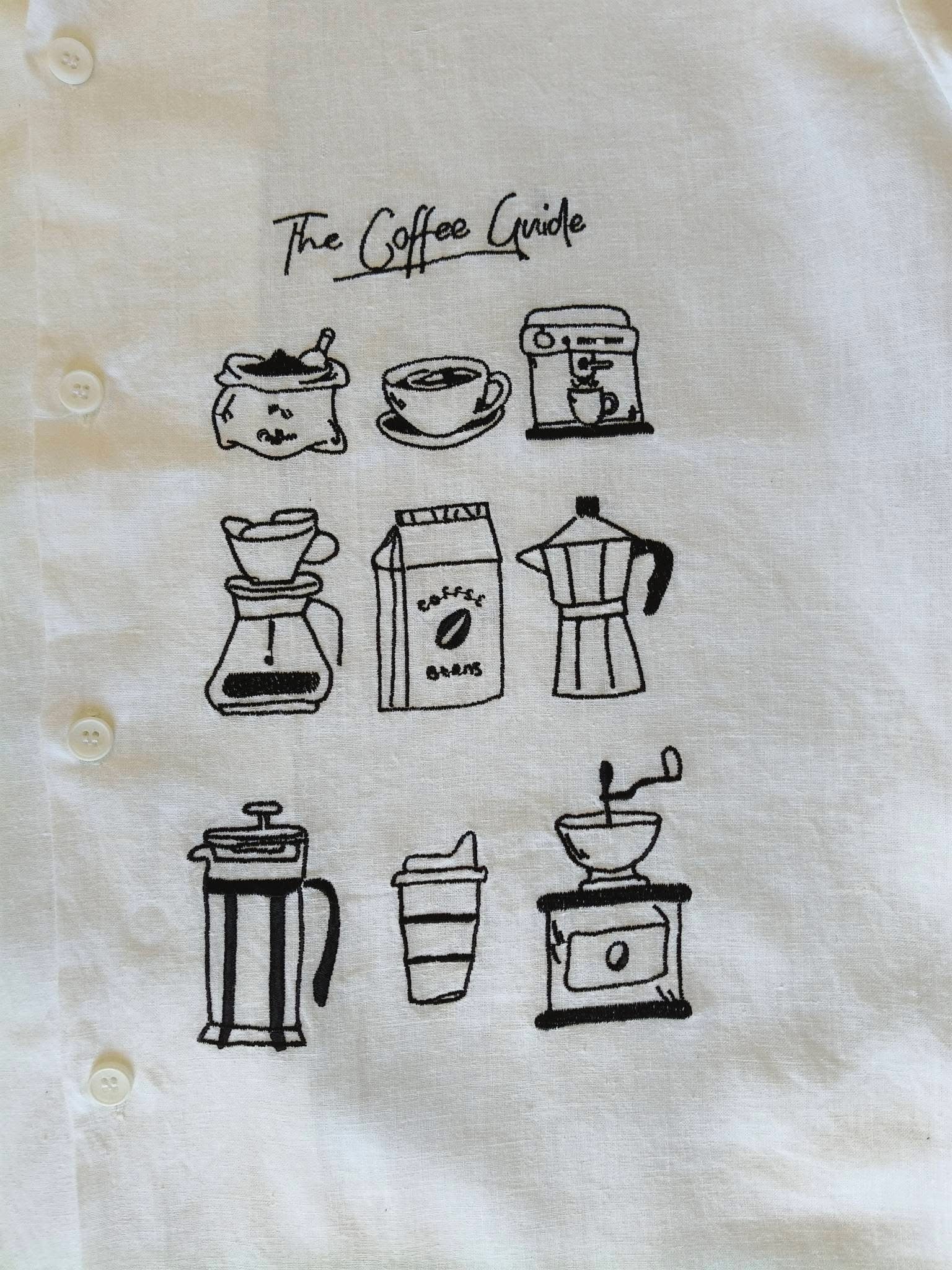 Caffeine Embroidered Japanese Linen Polo