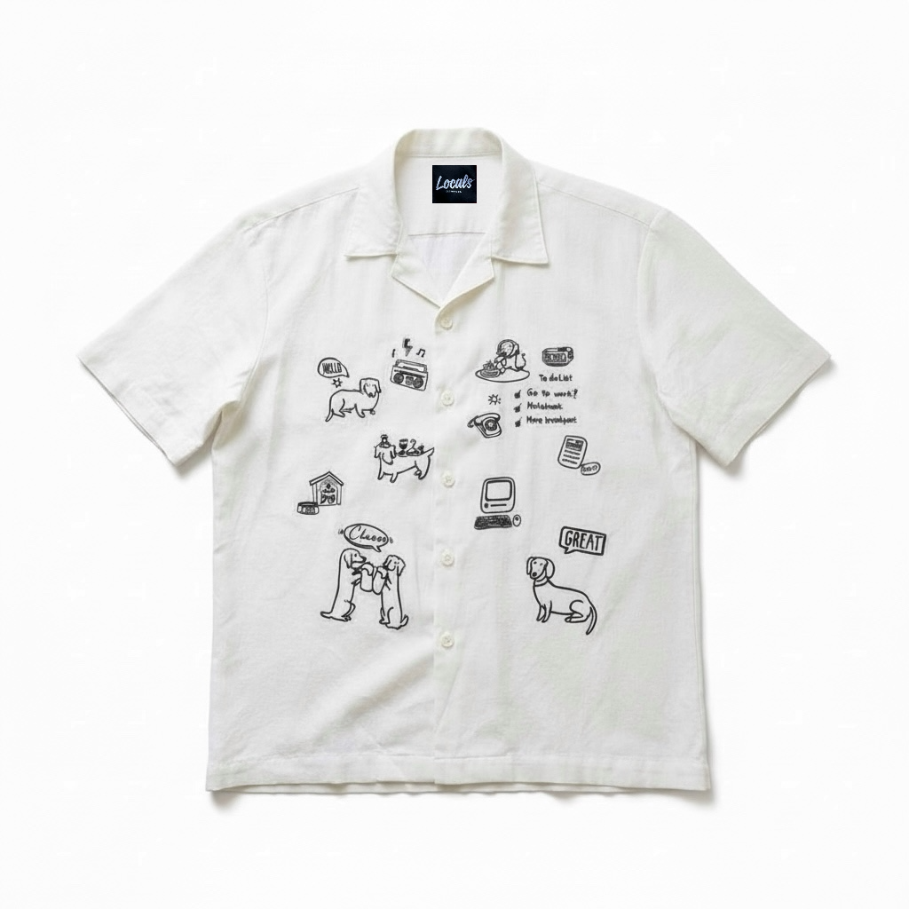 Bingo Embroidered Japanese Linen Polo