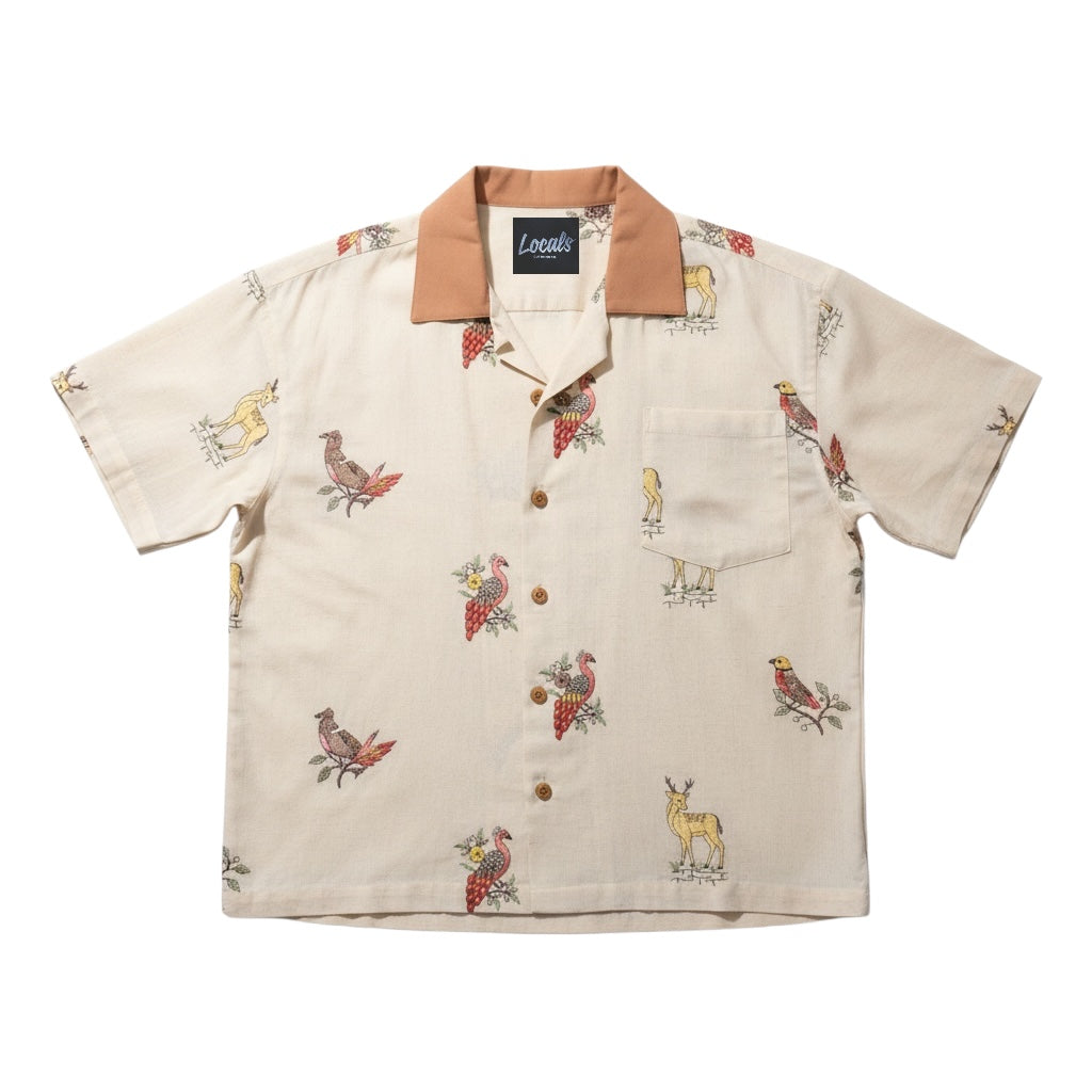 Adarna Embroidered Japanese Linen Polo