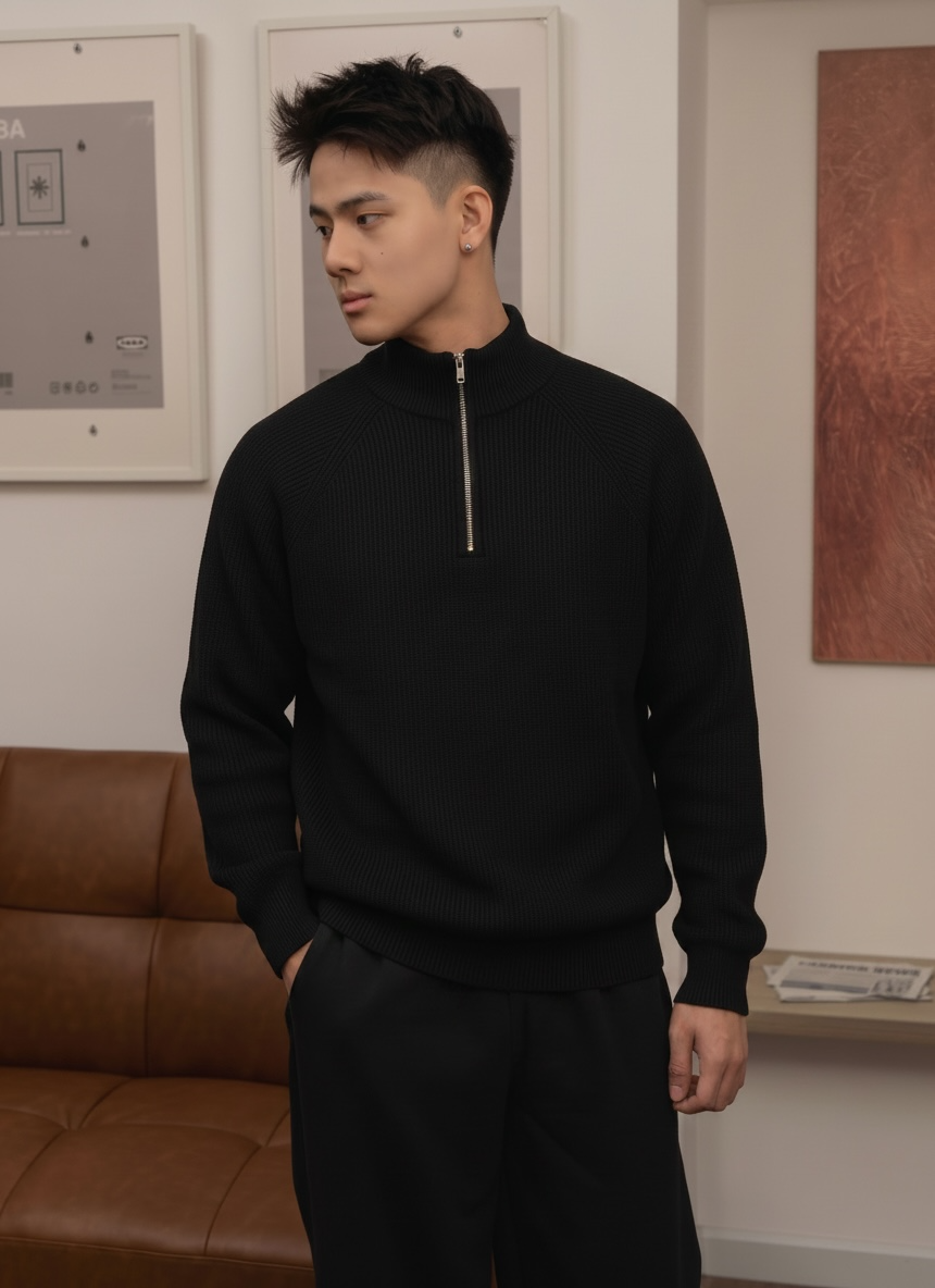 Lucas Quarter Zip Pullover Knitted Sweater (1 PC.PER SIZE LEFT)