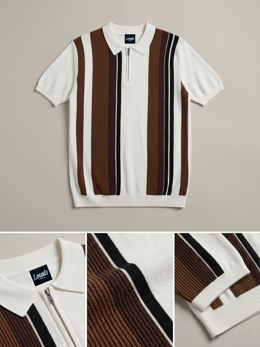 Lorca Knitted Quarter Zip Polo Shirt