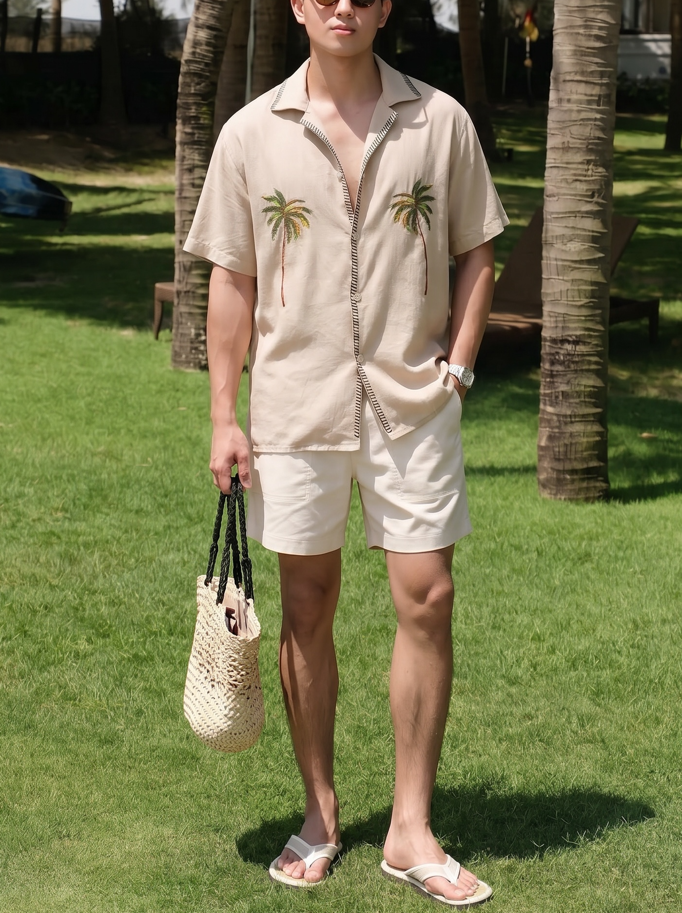 Palma Embroidered Linen Polo