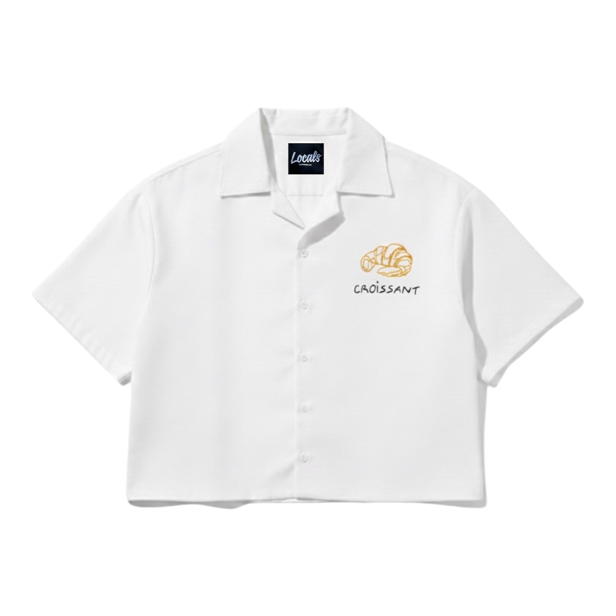 Cwasson Crop Boxy Embroidered Linen Polo