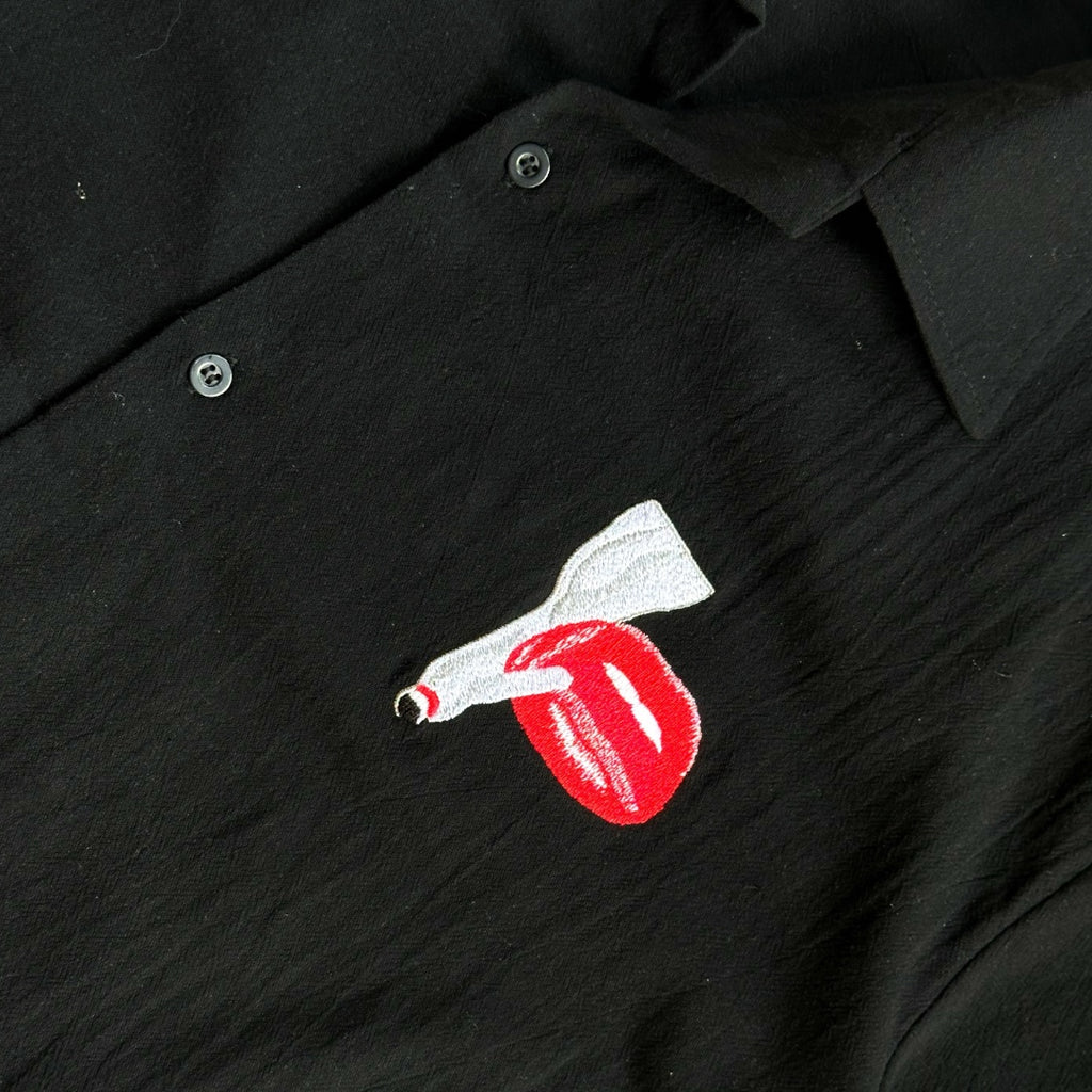 Victoria Crop Boxy Embroidered Linen Polo