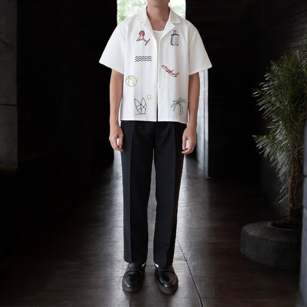 Asueto Crop Boxy Embroidered Linen Polo (5 Pcs. Left)