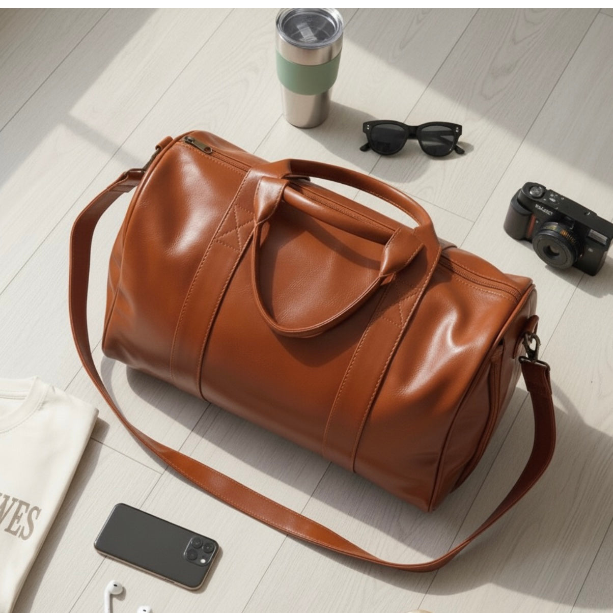 Buendia Vegan Leather Duffle Bag