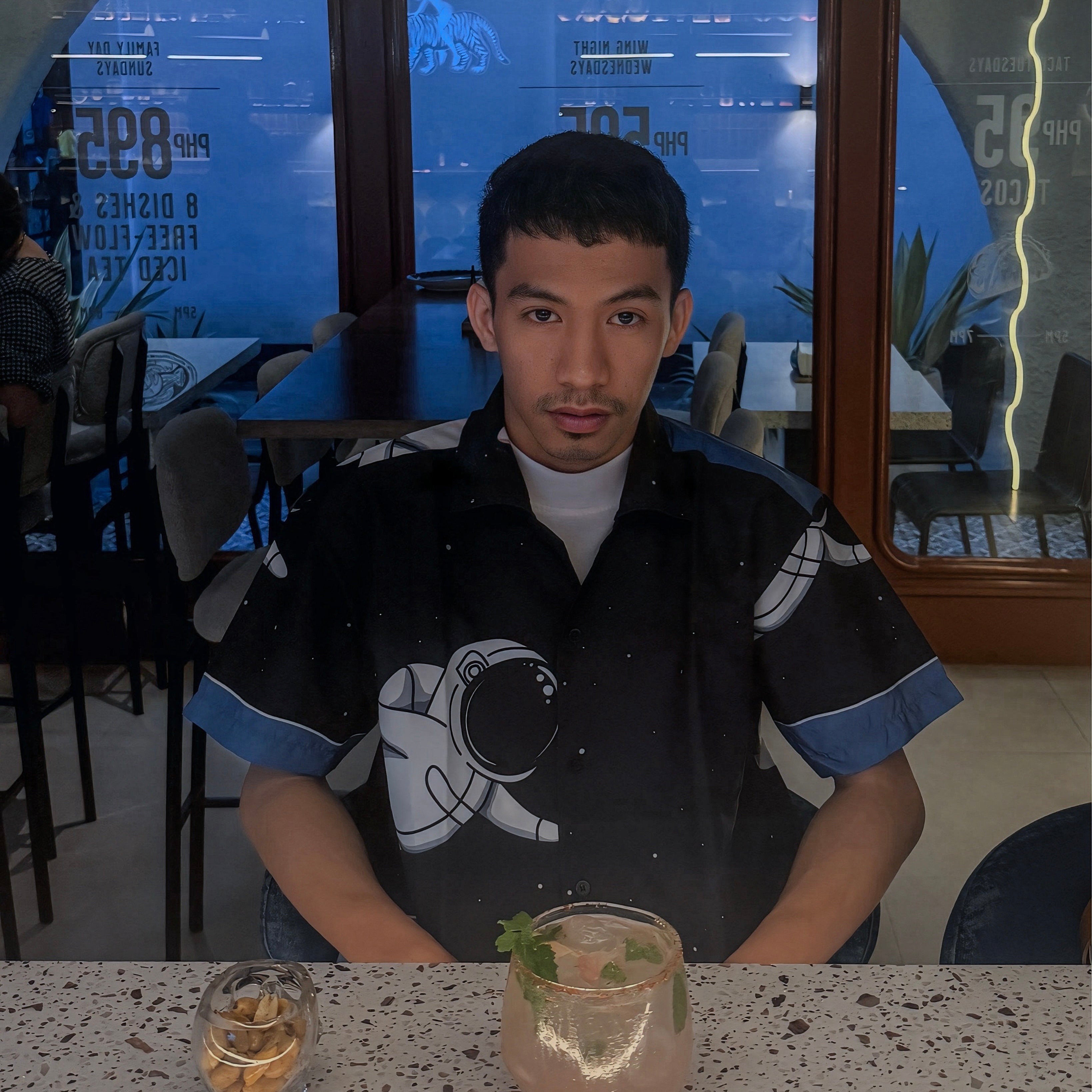 Luna Polo - Astronaut Print - Rayon Fabric - Relaxed Fit