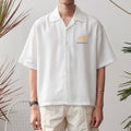 Cwasson Crop Boxy Embroidered Linen Polo