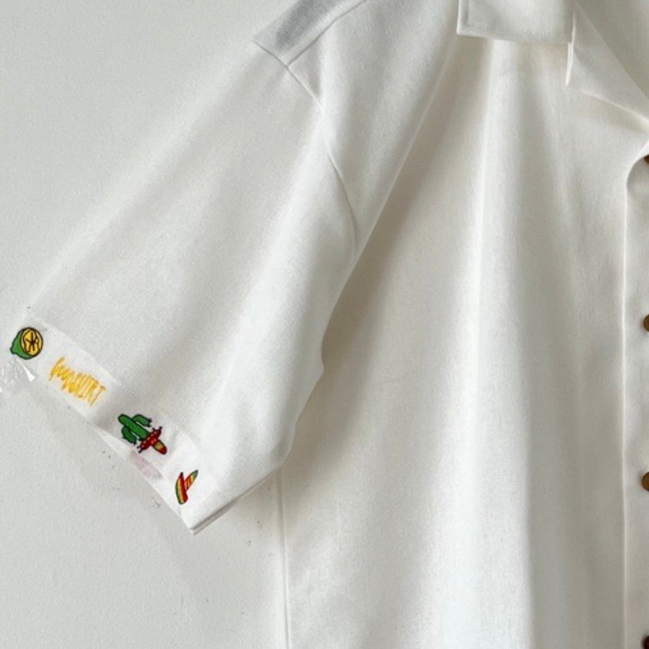 Holaaa!!! Embroidered Japanese Linen Polo