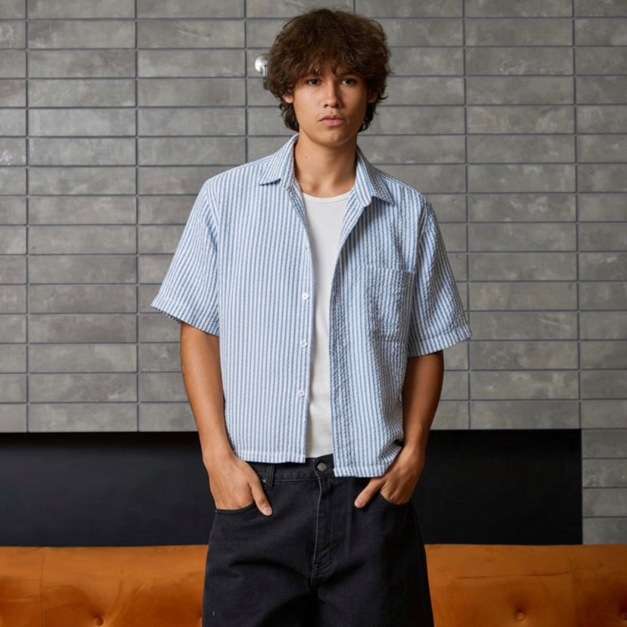 Fidalgo Cropped Boxy Textured Linen Polo