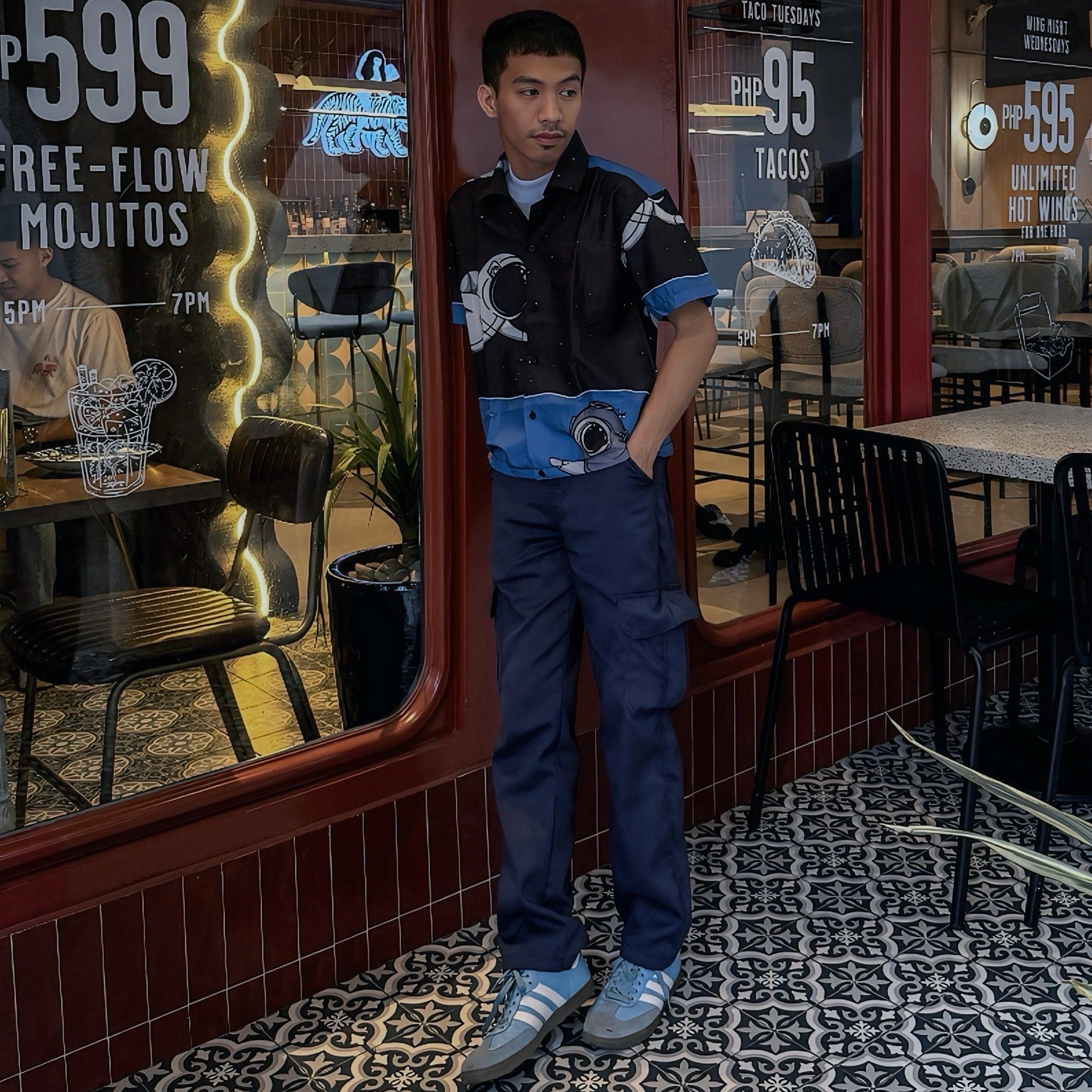 Luna Polo - Astronaut Print - Rayon Fabric - Relaxed Fit