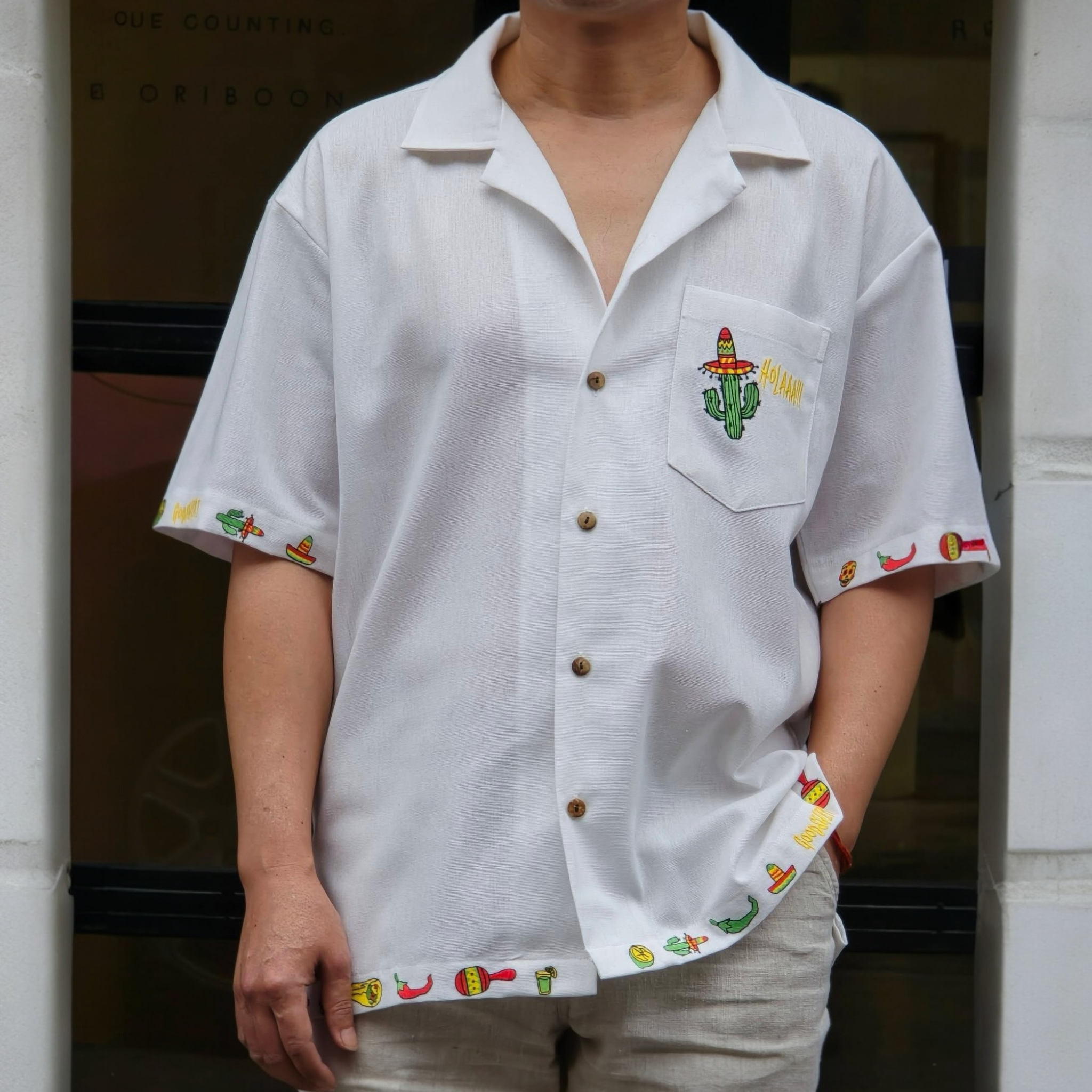 Holaaa!!! Embroidered Japanese Linen Polo