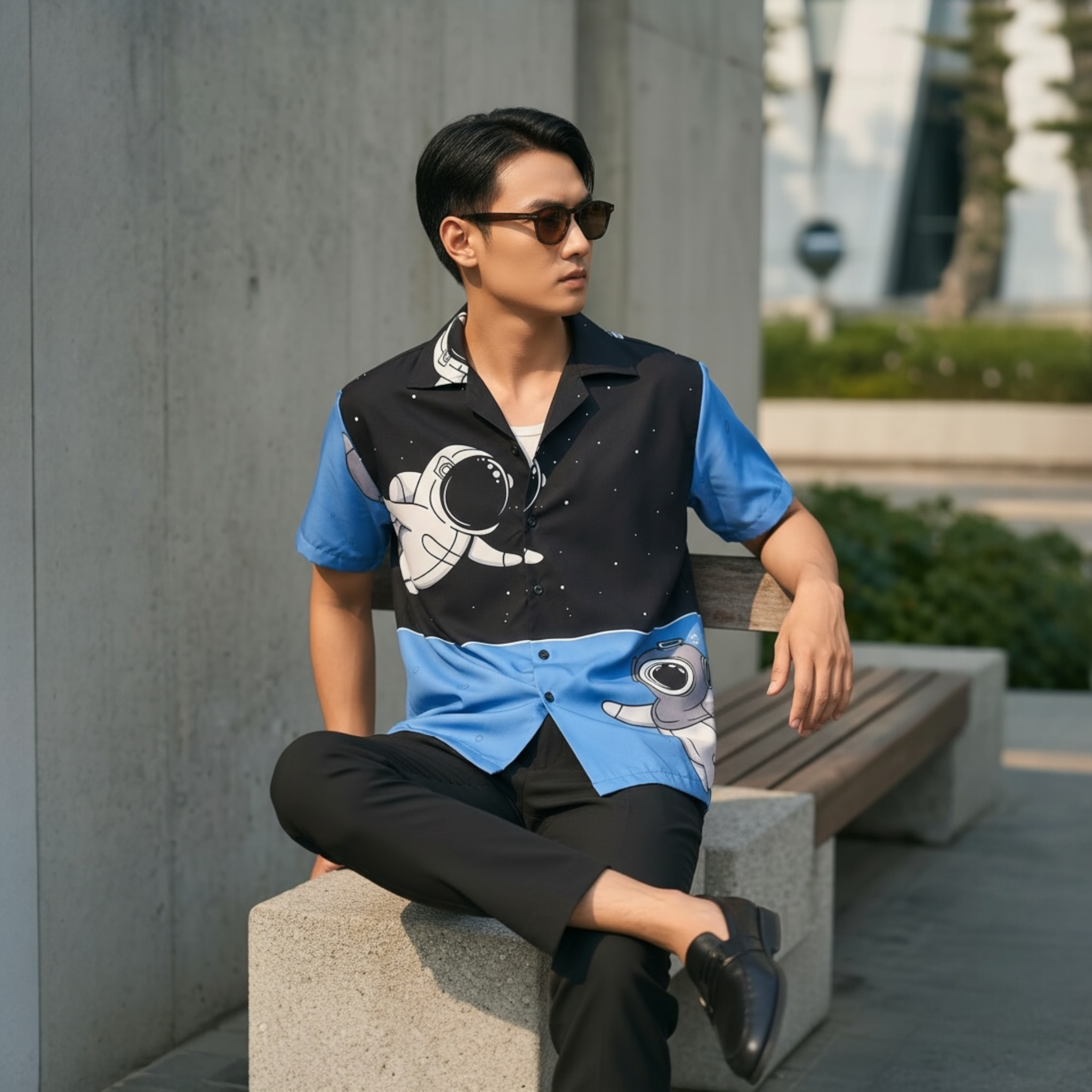 Luna Polo - Astronaut Print - Rayon Fabric - Relaxed Fit