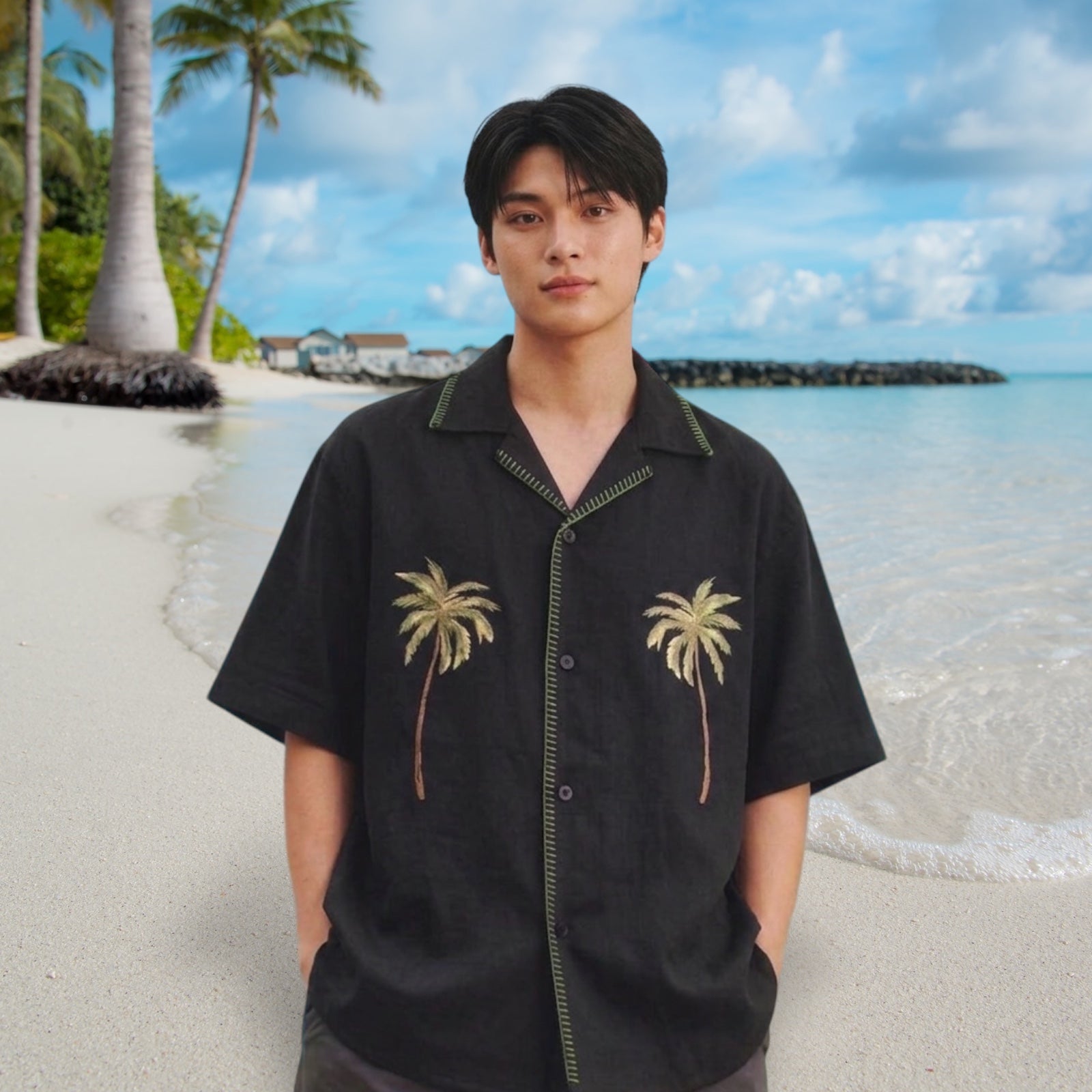 Palma Embroidered Linen Polo