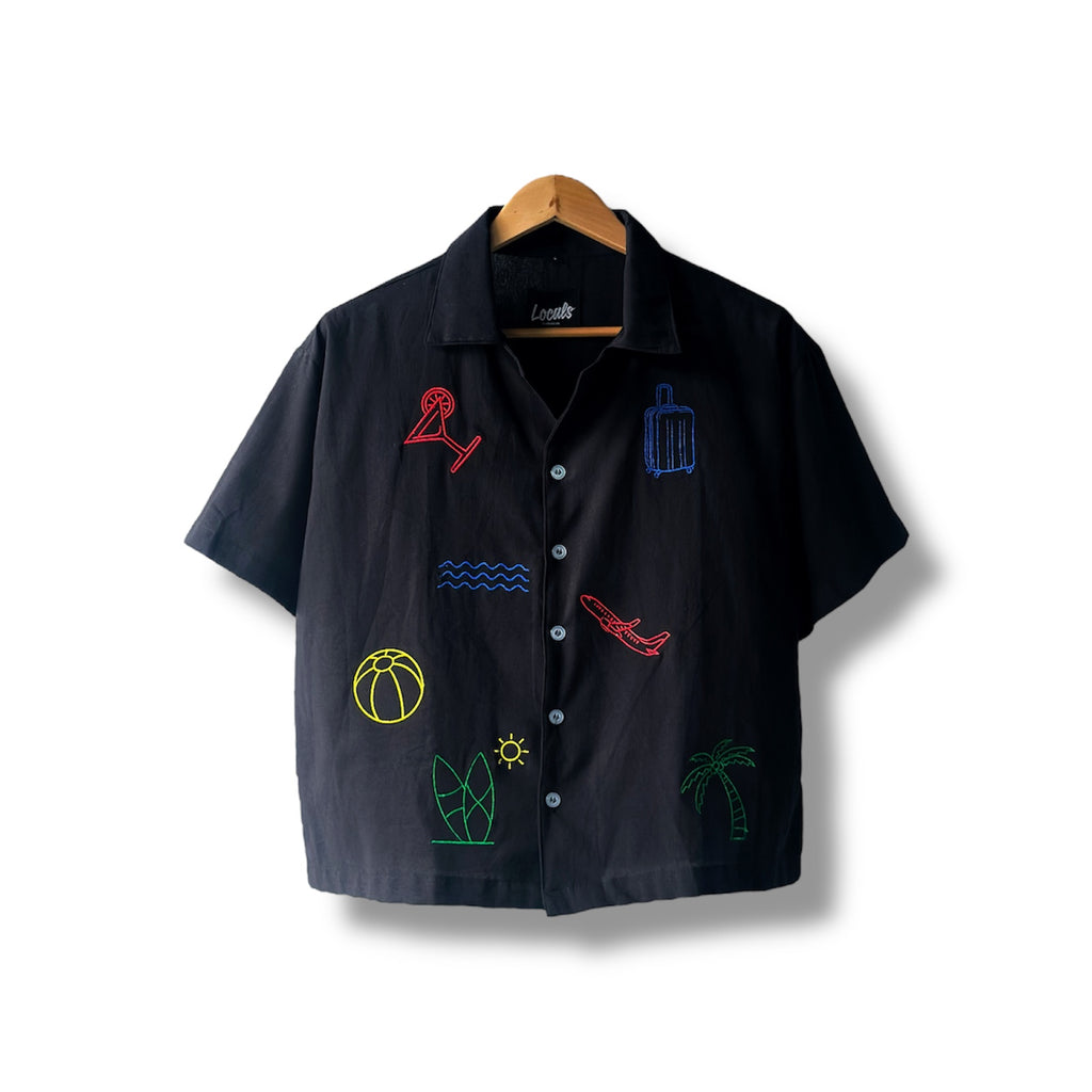 Asueto Crop Boxy Embroidered Linen Polo (5 Pcs. Left)