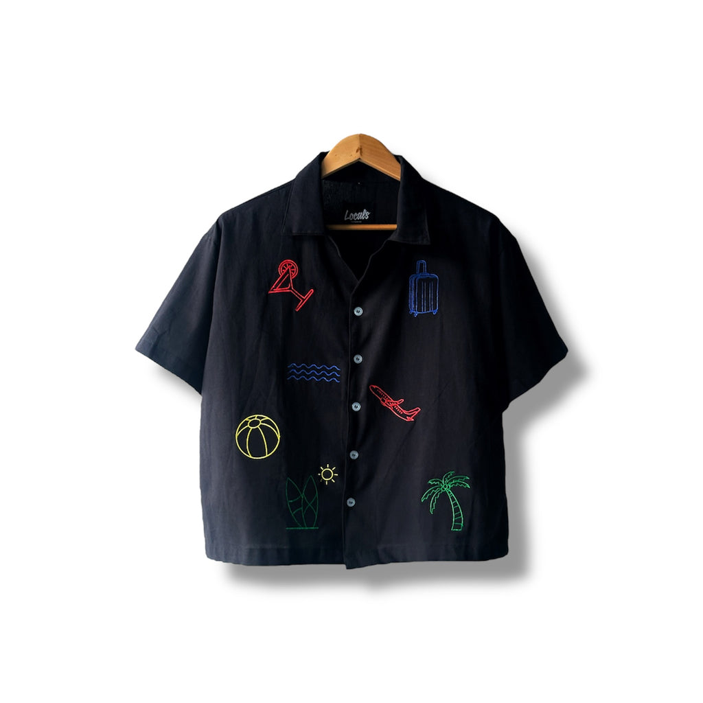 Asueto Crop Boxy Embroidered Linen Polo (5 Pcs. Left)