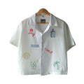 Asueto Crop Boxy Embroidered Linen Polo