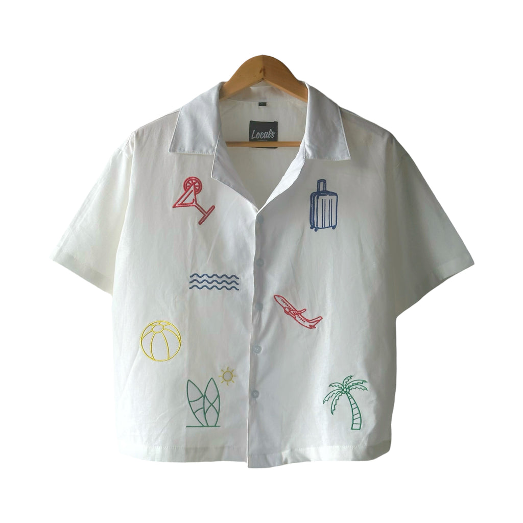 Asueto Crop Boxy Embroidered Linen Polo (5 Pcs. Left)