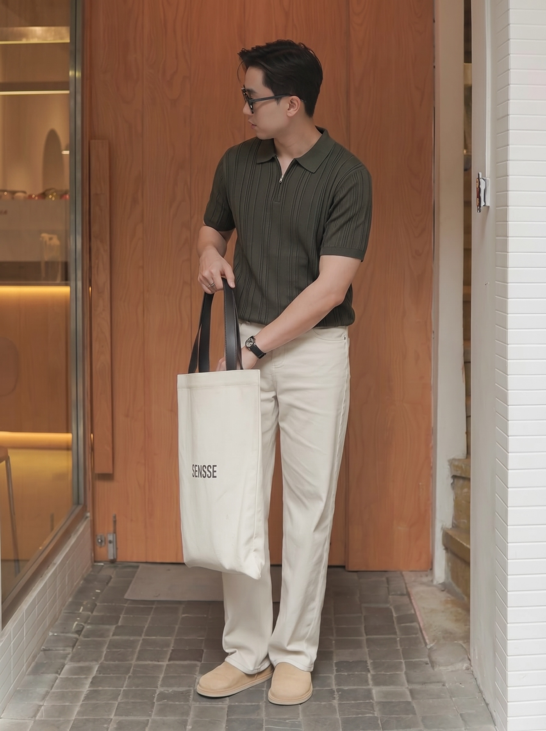 Primo Quarter Zip Knitted Polo Shirt