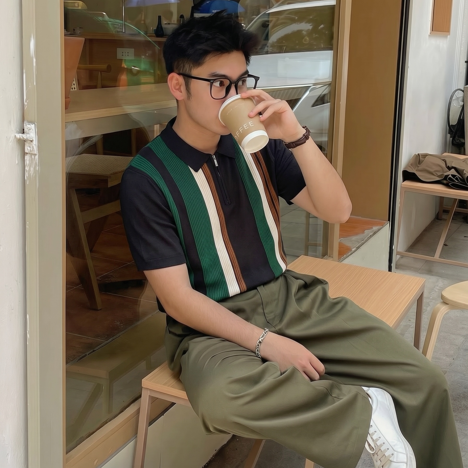 Lorca Knitted Quarter Zip Polo Shirt