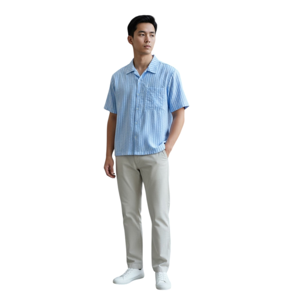 Fidalgo Cropped Boxy Textured Linen Polo