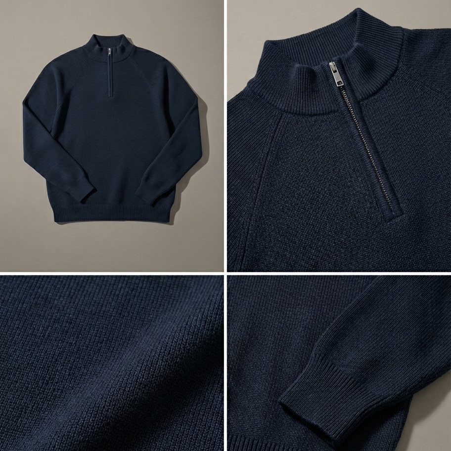 Lucas Quarter Zip Pullover Knitted Sweater (1 PC.PER SIZE LEFT)