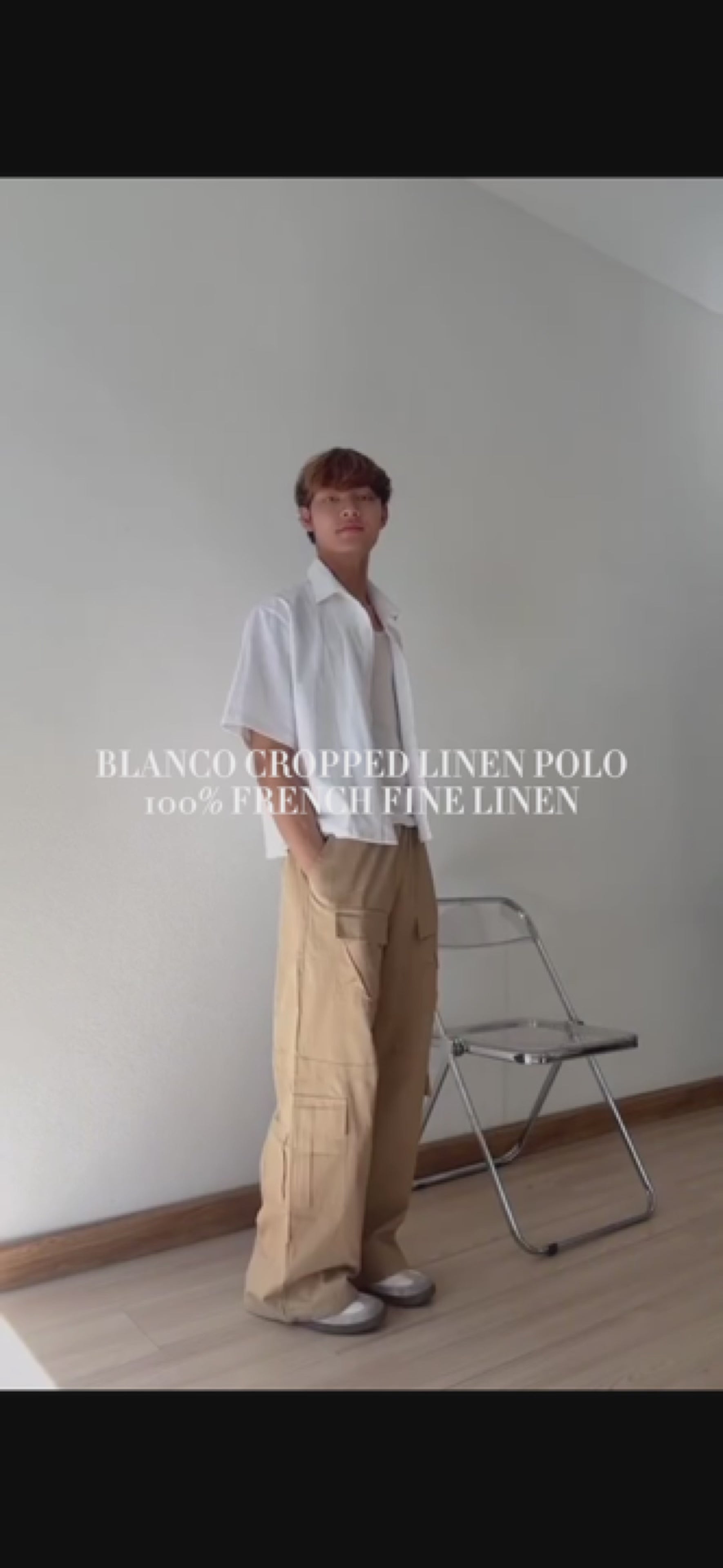 Blanco Cropped Boxy Linen Polo